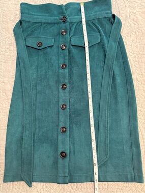 Jealous Tomato Teal Button-Front Faux Suede Skirt Large